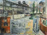 Anton Räderscheidt, Peter Stühlen Eisengießerei Köln-Kalk, Öl auf Leinwand