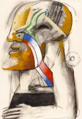 Ohne Titel by Horst Antes, Mischtechnik auf C.M.FABRIANO (Wasserzeichen), sold Jun 2016