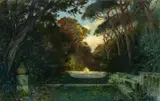 Parklandschaft mit Bassin by Friedrich von Schennis, Öl auf Leinwand, sold Nov 2016