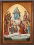 August Hess, The Virgin in Heaven Above a Gathering of Saints, Including St. George, St. Margaret, St. Stephen, St. Lawrence, St. Blaise, St. Hubert, St. Catherine of Alexandria, St. Barbara, St. Christopher and others, Oil on metal