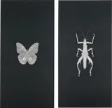 Angelo Filomeno, Rex et Regina, 2008, embroidery, hematite, stainless steel, crystals on silk moiré stretched over linen, diptych