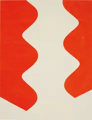 Sarah Crowner, The Wave (Electric Orange), 2014, acrylic on sewn canvas