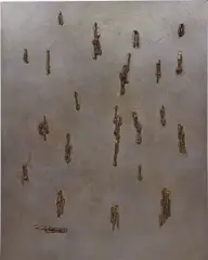 Untitled by Georg Herold, 1991, copper-electroplated screws on canvas, sold Mar 2015