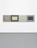 Peter Halley, Four Prisons (commission for LES Hotel), 2009, acrylic, metallic acrylic, Roll-a-Tex on canvas, in 4 parts