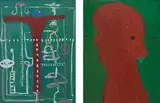 George Condo, Two works: (i) Abstraction (ii) Red Face, 1983, oil on board