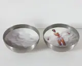 Peter Sarkisian, White Water Two (8 Inch Version), 2004, 2 metal bowls, high density plaster, tinted polymer resin, video projection and audio