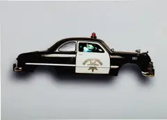 Peter Sarkisian, Registered Driver Flat Series: 1949 Ford Police Cruiser, 2008, inkjet print mounted to board, Sony PSP video player