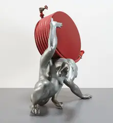 Ra David Mach, Off the Wall, 1990, plastic mold, industrial fire hose and pipe fitting