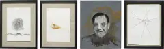 P.G.K (brown cloud) by Thomas Zipp, 2005, (i, ii, iv) ball point pen on paper, in artist's frame (iii) collage, acrylic and oil on linen, sold Mar 2015
