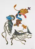 Raqib Shaw, Untitled, 2005, acrylic, graphite, glitter, rhinestones on paper