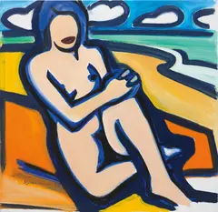 Tom Wesselmann, Blue Nude Drawing (12/17/99), 1999, oil on canvas