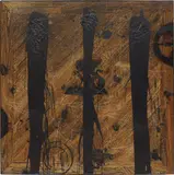 Rashid Johnson, Bull, 2013, branded red oak flooring, black soap wax