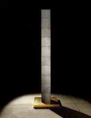 James Lee Byars, The Figure of Death, 1986, basalt, 10 pieces on gilded steel pedestal