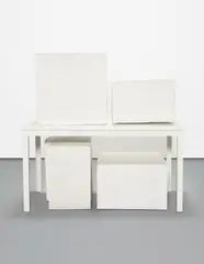 Block by Rachel Whiteread, 2005, plaster, painted steel and laminated wood, sold May 2015