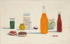 Hamburger Counter by Wayne Thiebaud, 1961, oil on canvas, sold May 2015