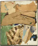 John Chamberlain, Untitled, 1961, printed paper, painted paper, cardboard, cellophane collage stapled on painted pressboard