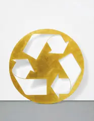 Untitled by Kelley Walker, 2006, gold leaf and digital image on laser-cut steel, offered May 2015
