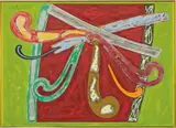 Frank Stella, Puerto Rican Blue Pigeon, 1980, ground glass, oil, crayon, collage on Tycore board