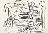 George Condo, Untitled, 1984, Sumi ink on canvas
