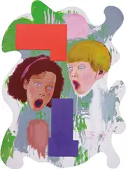 Mike Kelley, Prenatal Mutual Recognition of Betty and Barney Hill, 1995, acrylic and wood panel on wood panel