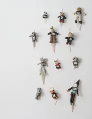 Annette Messager, Mes Petites Effigies, 1988-89, plush toys, gelatin silver prints under glass, colored pencil on wall