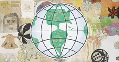 Donald Baechler, Globe, 2007, acrylic and fabric collage on canvas