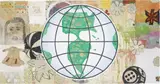 Donald Baechler, Globe, 2007, acrylic and fabric collage on canvas