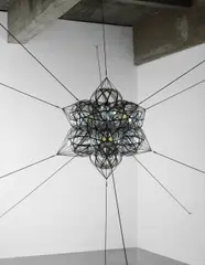 Tomás Saraceno, Flying Garden/Air-Port-City/12 SW Iridescent, 2008, PVC, plastic balloons, elastic netting, fabric webbing, spokes and air