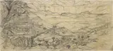 Juan O'Gormann, Paisaje de la época feudal, circa 1975, graphite on vellum