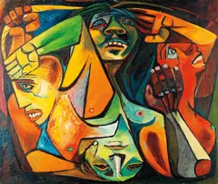 Eduardo Kingman, Contienda, 1950, oil on panel