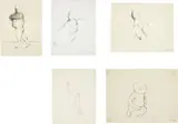 Rafael Coronel, Five works: Untitled, circa 1980, graphite on paper