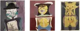 Francisco Toledo, Three works: (i) Hombre sonriendo con sombrero negro; (ii) Niña gata con círculo; (iii) Niña gatita