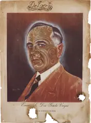 Untitled (Don Getulio Vargas) by Dr Lakra, 2006, watercolor and pencil on vintage magazine, offered May 2015