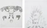 Daniel Guzmán, Two works: (i) Chupacabras Mix; (ii) Mala (from the series Chupacabras Mix), 1998, graphite on paper