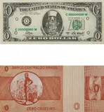 Cildo Meireles, Two works: (i) Zero Dollar (ii) Zero Cruzeiro, offset print on paper