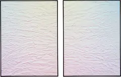Untitled by Michael Staniak, 2013, casting compound, acrylic on board, in artist's steel frames, diptych, sold Sep 2015
