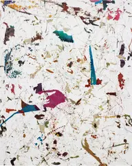 Jonas Lund, Flip City 29, 2014, digital painting on canvas, gel medium, GPS tracker