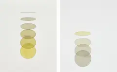 Ólafur Elíasson, Grey to yellow movie - yellow to grey movie, 2009, watercolor, pencil on paper, diptych
