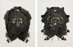 Adam Helms, Untitled Portrait (Diptych), 2008, ink on Mylar, dipytch