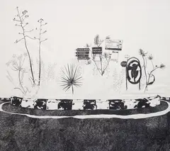 Aleksandra Mir, Traffic Island, 2006, fiber-tipped pen on paper