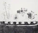 Aleksandra Mir, Traffic Island, 2006, fiber-tipped pen on paper