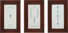 Gretchen Faust, Three Works: (i) Untitled (GF-026); (ii) Untitled (GF-027); (iii) Untitled (GF-028), 2007, cut mulberry paper on blue card, in artist's frame