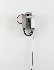 Alan Rath, Wall Eye I, 1997, aluminum, electronics, software, computer, CRT monitor