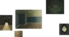 Michael Wetzel, Five works: (i) Blown; (ii) Chip; (iii) Jackie's Bunker; (iv) Chandelier; (v) Bunker Buster, 2005, (i, iii, iv, v) oil, egg tempera on linen (ii) oil, egg tempera on panel