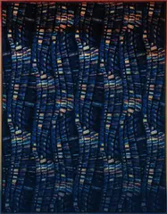 Nina Beier, Fatigues, 2012, furniture fabric, dye, ink, stain, pigment, bleach, in artist's frame