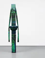 Hospitality by Tobias Madison, 2012, plywood, silkscreen on neoprene and seatbelt webbing, offered Sep 2015