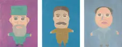 Scott Reeder, Three works: (i) Cute Communists - Castro, (ii) Cute Communists - Stalin, (iii) Cute Communists - Mao, 2007, (i) oil on board (ii, iii) oil on canvas