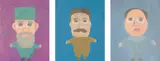 Scott Reeder, Three works: (i) Cute Communists - Castro, (ii) Cute Communists - Stalin, (iii) Cute Communists - Mao, 2007, (i) oil on board (ii, iii) oil on canvas