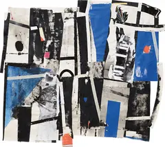Cullen Washington Jr., Untitled #4, 2013, canvas, paper, tape, found materials