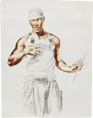 St. John the Baptist (after Francesco del Cossa's San Petronio Altarpiece) by Kehinde Wiley, 2005, graphite, gouache on paper, sold Sep 2015